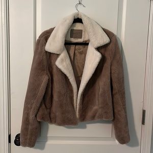 BlankNYC faux fur bomber jacket, size Medium